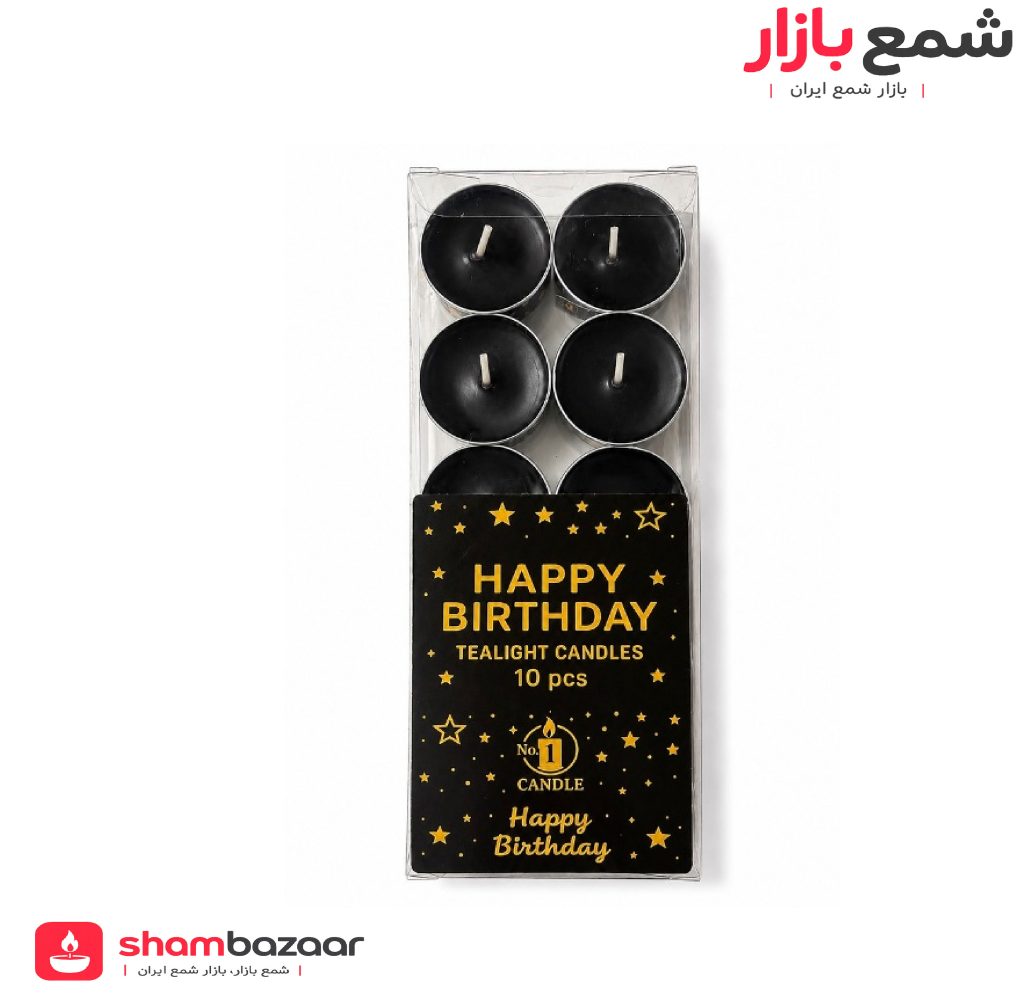 شمع وارمر 10 عددی تولدی مشکی