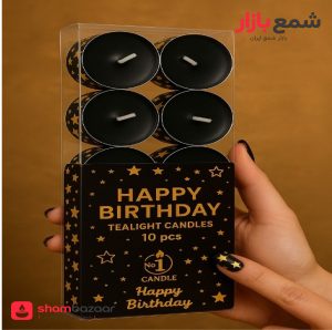 شمع وارمر 10 عددی تولدی مشکی